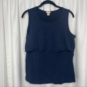 J. Crew Navy Ruffle Tank Top